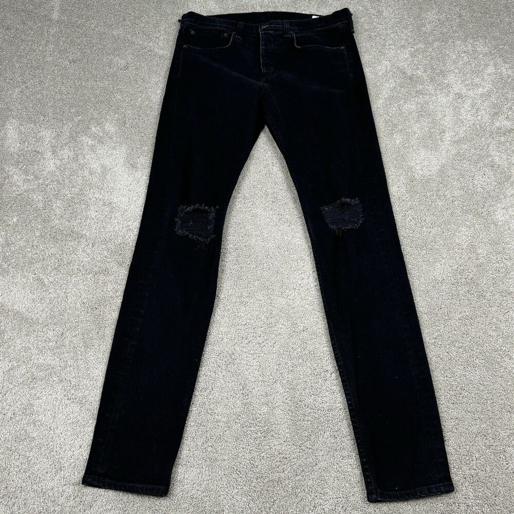 Rag & Bone Extra Slim Jeans Mens 32 Black Wash Fit 1 Stretch Button Fly Usa Made